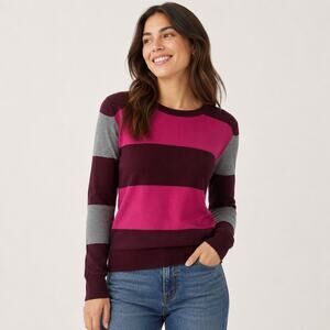 Banana Republic Colorblock magenta grey Burgandy  striped knit top. Women M
